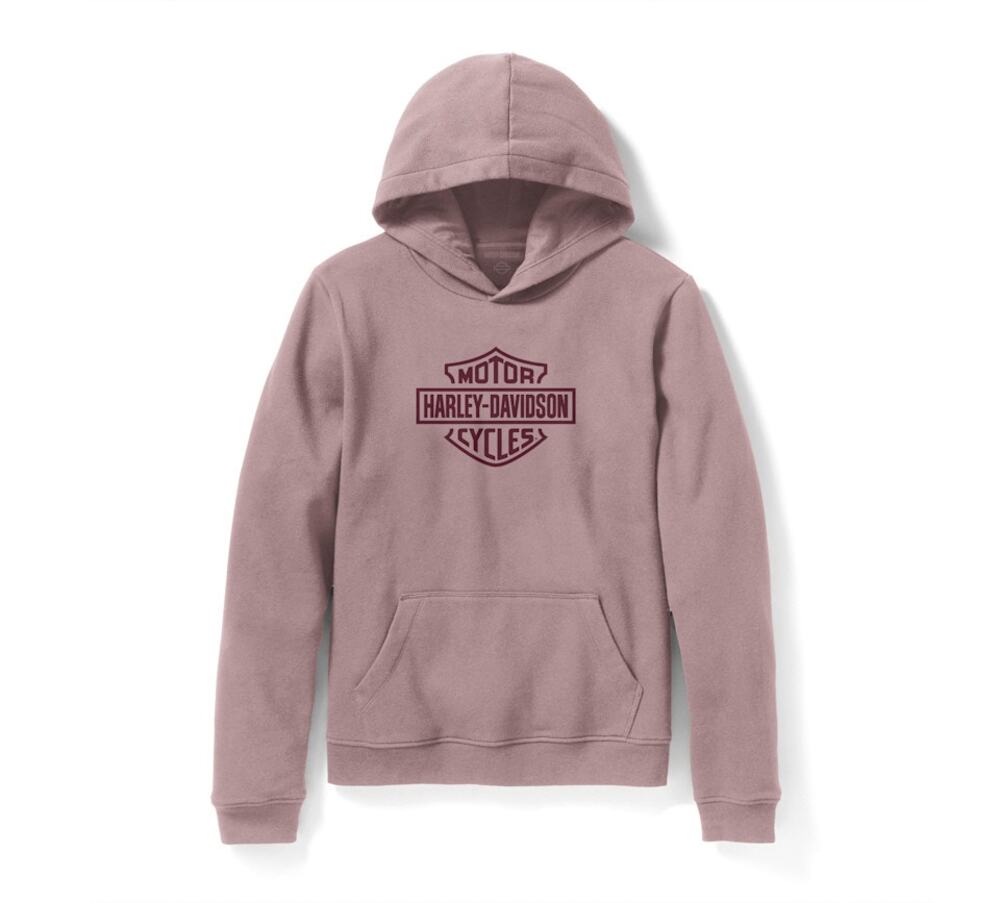 NWT Harley Davidson Standard Bar & Shield Pullover Hoodie in Dusty Mauve Small
